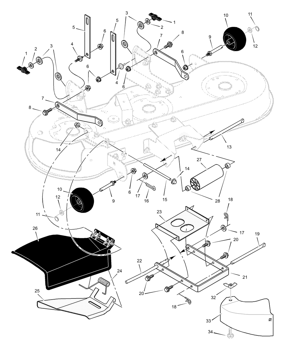 Mower Housing Suspension (Part 2) Diagram and Parts List for 465606X692A 2001 Briggs and Stratton Lawn Tractor